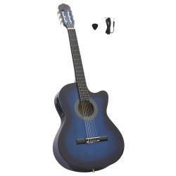 Guitarra clássica cutaway com equalizador e 6 cordas azul
