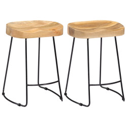 Bancos de bar gavin 2 pcs madeira mangueira maciça