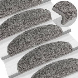 Tapetes de escada 15 peças 65x21x4 cm cinza semicircular grande