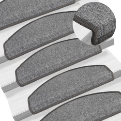 Tapetes de escada 15 peças 65x24x4 cm cinza escuro semicircular grande