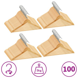 100 Pcs conjunto de cabides antiderrapantes madeira