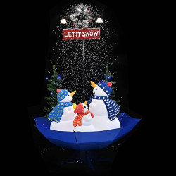Árvore natal c/ neve base formato guarda-chuva 170 cm PVC azul