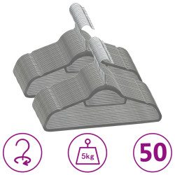 50 Pcs conjunto de cabides antiderrapantes veludo cinzento