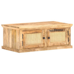 Mesa de centro 90x50x35 cm mangueira maciça e palhinha natural