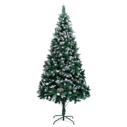Árvore de natal artificial com pinhas e neve branca 240 cm