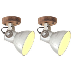 2 Pcs candeeiros parede/teto indust. 20x25 cm e27 prateado