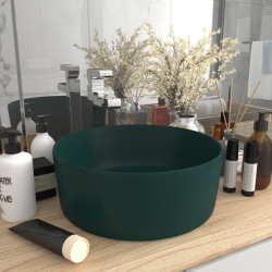 Lavatório luxuoso redondo 40x15cm cerâmica verde-escuro mate