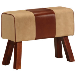 Boque de ginásio 58 cm couro genuíno castanho/mangueira maciça