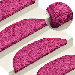 Tapetes de escada 15 peças 56x17x3 cm rosa semicircular
