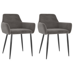 Cadeiras de jantar 2 pcs veludo cinzento-escuro