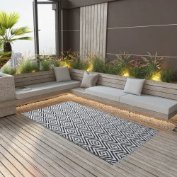 Tapete de exterior 120x180 cm arakil PP branco e preto