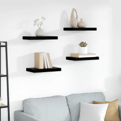 Prateleiras de parede suspensas 4 pcs 40x23,5x3,8cm MDF preto