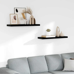 Prateleiras de parede suspensas 2 pcs 80x23,5x3,8cm MDF preto