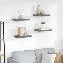 Prateleiras de parede suspensas 4 pcs 40x23,5x3,8cm MDF cinza