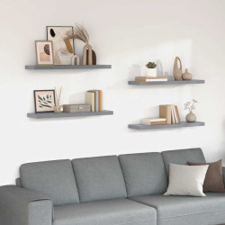 Prateleiras parede suspensas 4 pcs 90x23,5x3,8cm MDF cinzento