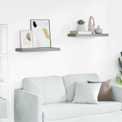 Prateleiras de parede suspensas 2 pcs 60x23,5x3,8cm MDF cinza
