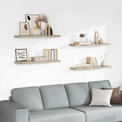 Prateleiras parede suspensas 4 pcs 90x23,5x3,8cm MDF carvalho
