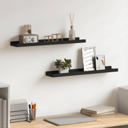 Unidade de prateleiras com rebordo 2 pcs 60x9x3 cm MDF preto