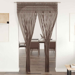 Cortina em macramé 140x240 cm algodão cinzento-acastanhado