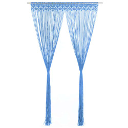 Cortina macramé 140x240 cm algodão azul