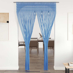 Cortina macramé 140x240 cm algodão azul