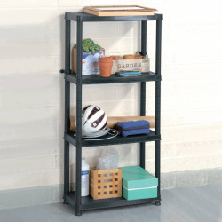 Unidade com 4 prateleiras 61x30,5x130 cm plástico preto