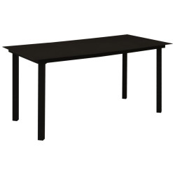 Mesa de jantar para jardim 150x80x74 cm aço e vidro preto