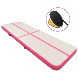 Colchão de ginástica insuflável c/ bomba 700x100x15 cm PVC rosa