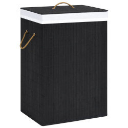 Cesto para roupa suja c/ 2 secções 72 l bambu preto