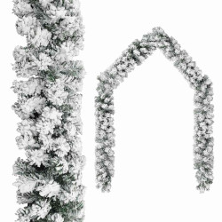 Grinalda de natal com neve 5 m PVC verde