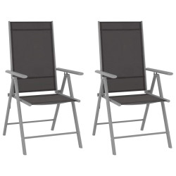 Cadeiras de jardim dobráveis 2 pcs textilene preto