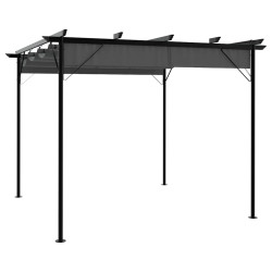 Pérgola com toldo retrátil 3x3 m 180 g/m² aço antracite