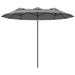 Chapéu de sol duplo chapéu de sol de jardim com inclinação de 45° manivela estrutura de aço 295x152x222 cm cinza