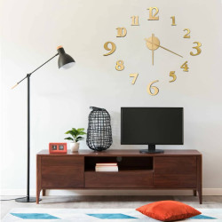 Relógio de parede 3d com design moderno 100 cm xxl dourado