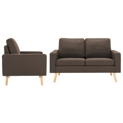 2 Pcs conjunto de sofás tecido castanho