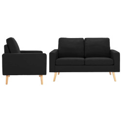 2 Pcs conjunto de sofás tecido preto