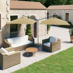Guarda-sol jardim duplo poste aço 600x300 cm cinza-acastanhado
