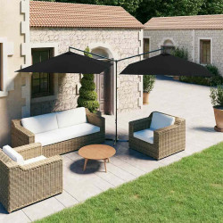 Guarda-sol de jardim duplo com poste de aço 600x300 cm preto