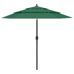 Guarda-sol de jardim 3 camadas c/ poste de alumínio 2,5 m verde