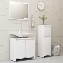 3 Pcs conjunto de móveis de casa de banho contraplacado branco