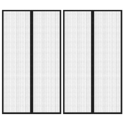 Cortinas de porta anti-insetos magnéticas 2 pcs 200x80 cm preto