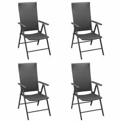 Cadeiras de jardim 4 pcs vime PE preto