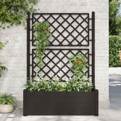 Vaso/floreira de jardim com treliça 100x43x142 cm PP antracite