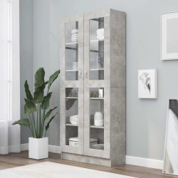 Armário vitrine 82,5x30,5x185,5cm derivados madeira cinzento