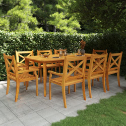 9 Pcs conjunto de jantar para jardim madeira de acácia maciça