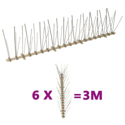 Conjunto 6 picos para pássaros e pombos 5 filas 3 m plástico