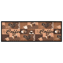 Tapete de cozinha lavável com design café 45x150 cm castanho