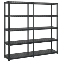 Unidade com 5 prateleiras 183x45,7x185 cm plástico preto
