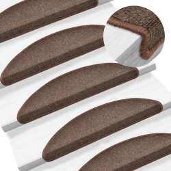 Tapetes de escada 10 peças 56x17x3 cm marrom café meio redondo