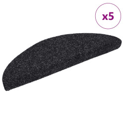 Tapetes de escada autoadesivos 5 peças 56x17x3 cm pretos semicirculares